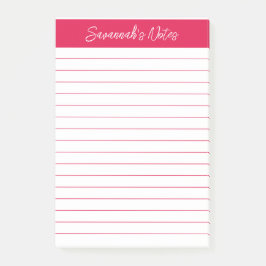 Notas Post-it® Script Elegant Cherry Red Lined Personalized