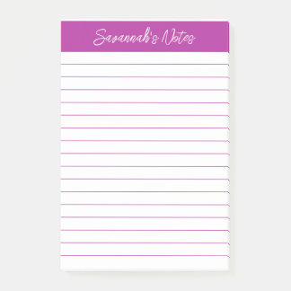 Notas Post-it® Script Elegant Dark Pink Lined Personalized