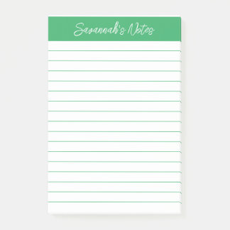 Notas Post-it® Script Elegant Green Lined Personalized