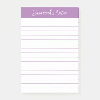 Notas Post-it® Script Elegant Lavender Lined Personalized