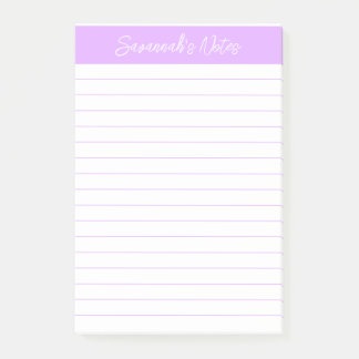 Notas Post-it® Script Elegant Light Lavender Lined Personalized