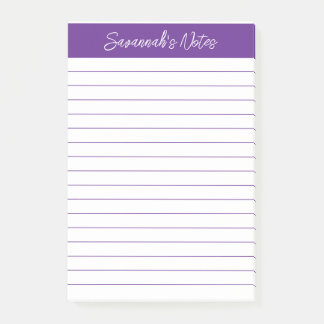 Notas Post-it® Script Elegant Purple Lined Personalized