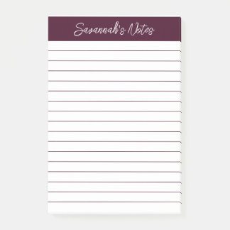 Notas Post-it® Script Elegant Red Brown Lined Personalized