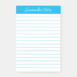 Notas Post-it® Script Elegant Sky Blue Lined Personalized