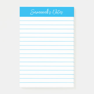 Notas Post-it® Script Elegant Sky Blue Lined Personalized