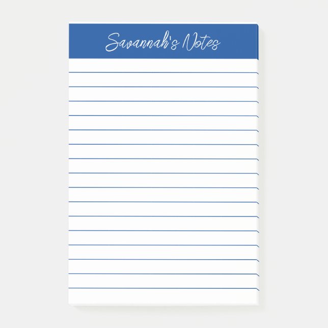 Notas Post-it® Script Elegante Azul Marino Personalizado (Anverso)