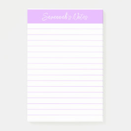 Notas Post-it® Script Elegante Ligero Lino Lavanda Personalizado