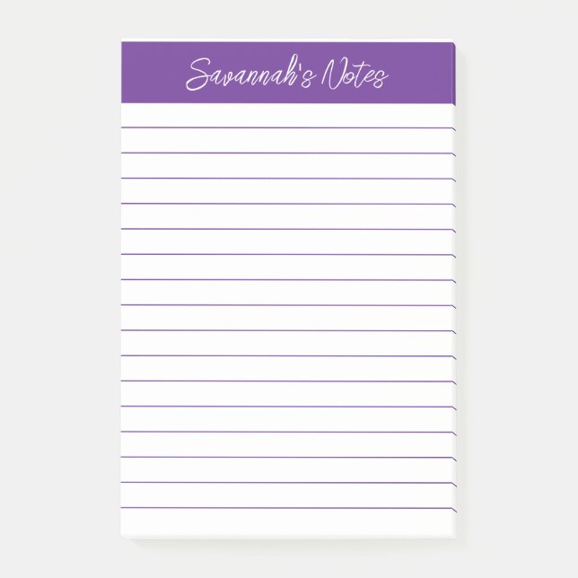 Notas Post-it® Script Elegante Morado Personalizado (Anverso)