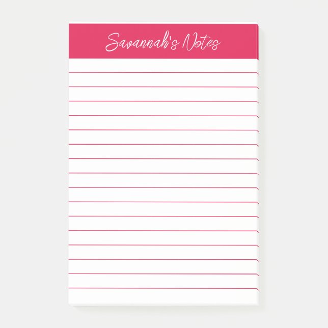 Notas Post-it® Script Elegante Personalizado con Renglones Rojo C (Anverso)