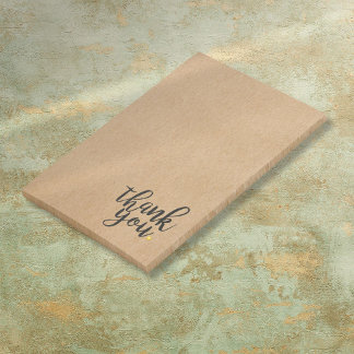 Notas Post-it® Script Gracias A Gold Love Heart Rustic Kraft