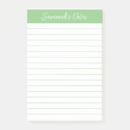 Notas Post-it® Script Medium Sage Green Lined Personalized