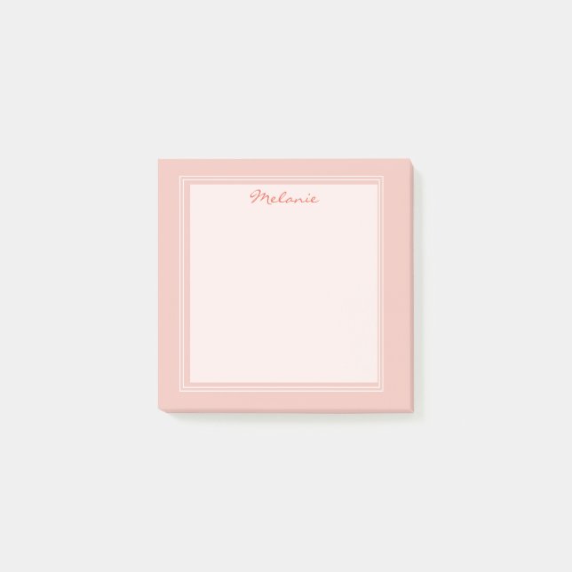 Notas Post-it® Script Moderno con Borde Blanco Coral Claro (Anverso)