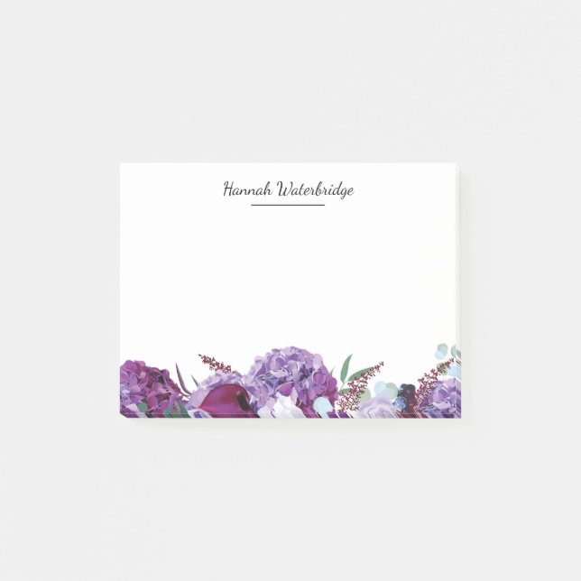 Notas Post-it® Script Moderno de Acuarela Floral (Anverso)