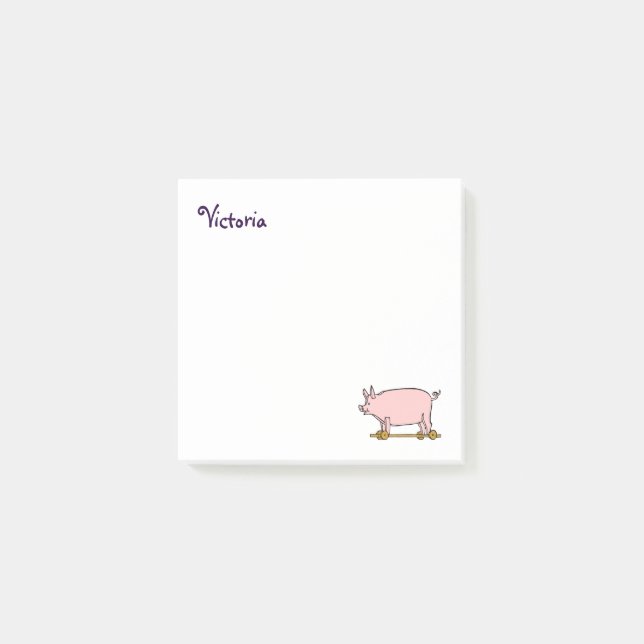 Notas Post-it® Script Retro Personalizado Stickies Cerdo Juguete  (Anverso)