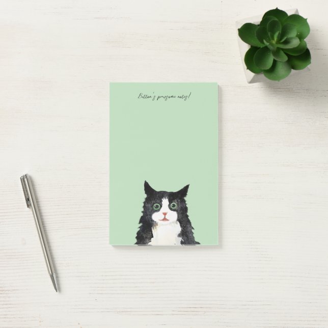 Notas Post-it® Scruffy tuxedo cat (Oficina)