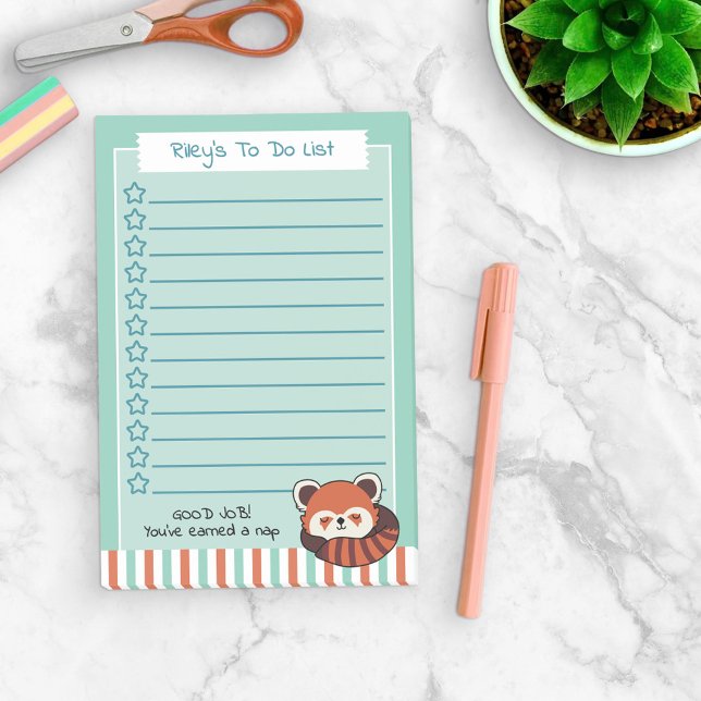 Notas Post-it® Seafoam Green Napping Red Panda To Do List (Subido por el creador)