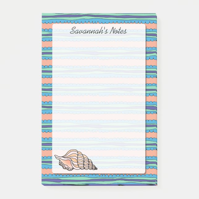 Notas Post-it® Seashell Personalizado 4 x 6 (Anverso)
