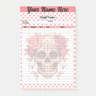 Notas Post-it® Seguidor de Peso de Azúcar Rosa de Cráneo
