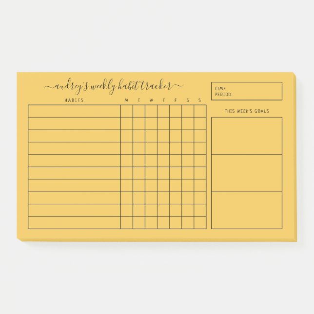 Notas Post-it® Seguimiento Semanal de Hábitos Simple Amarillo en  (Anverso)