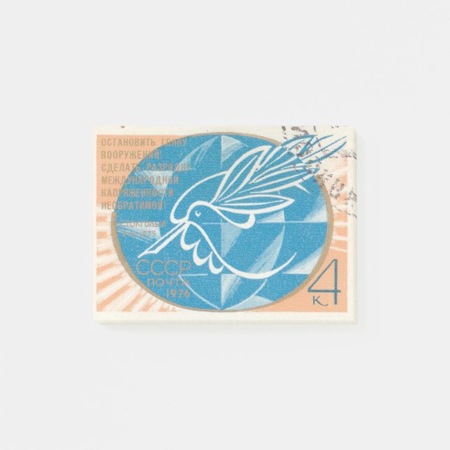 Notas Post-it® Sello de rehenes con paloma de paz (Anverso)