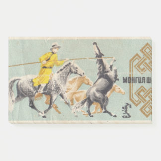 Notas Post-it® Sello postal retro mongoliano con ri galopante