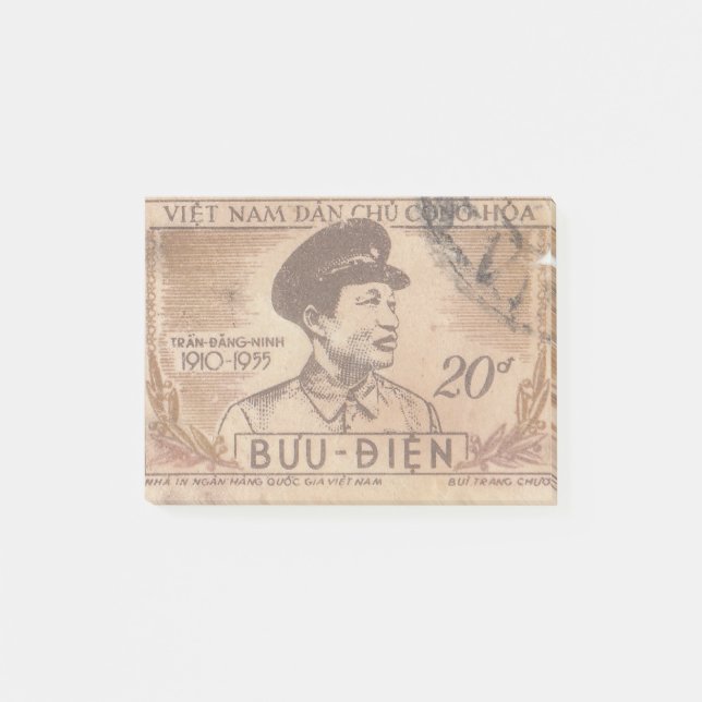 Notas Post-it® Sello postal vietnamita de época (Anverso)