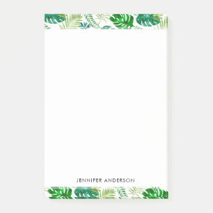 Notas Post-it® Selva tropical hojas de palmilla blanca verde