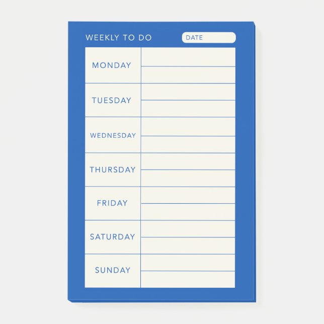 Notas Post-it® Semana azul simple y moderna (Anverso)