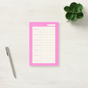 Notas Post-it® Semanal rosa simple moderno