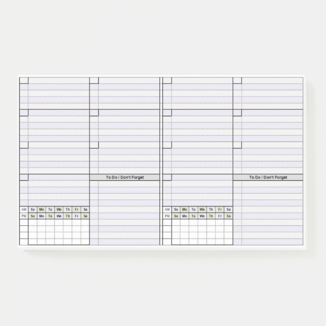 Notas Post-it® Semanal sin fecha 2 por página (Anverso)