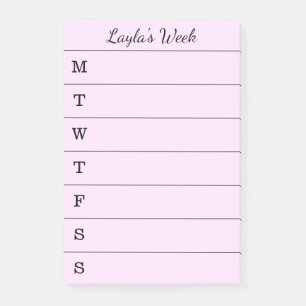 Notas Post-it® Semanario rosado conocido de la escritura para