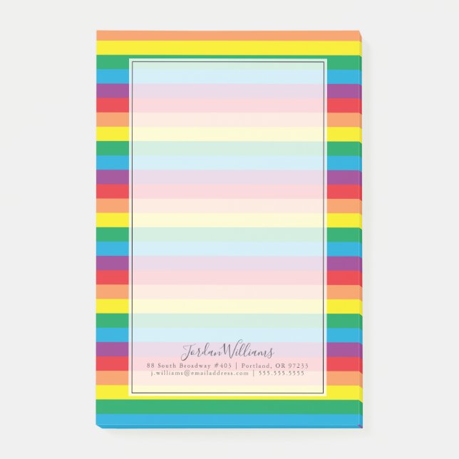 Notas Post-it® Sencillamente patrón arco iris (Anverso)
