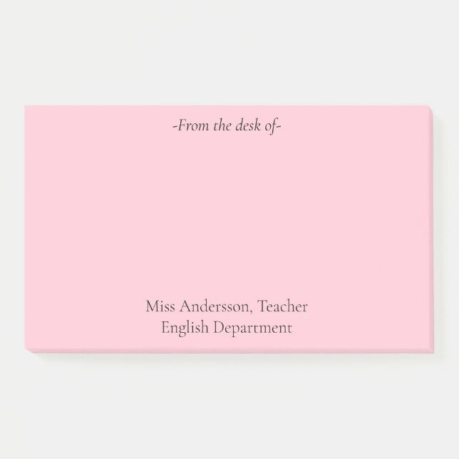 Notas Post-it® Sencillo de la mesa del profesor (Anverso)