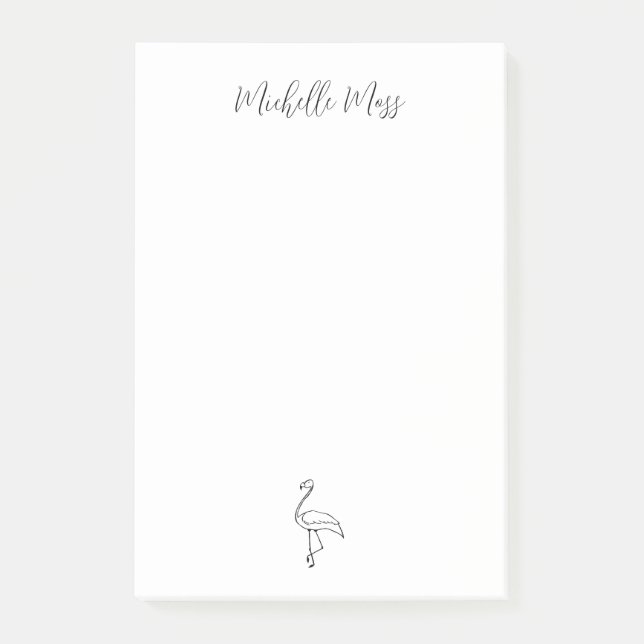 Notas Post-it® Sencillo Flamingo Elegante Tropical Personalizado (Anverso)