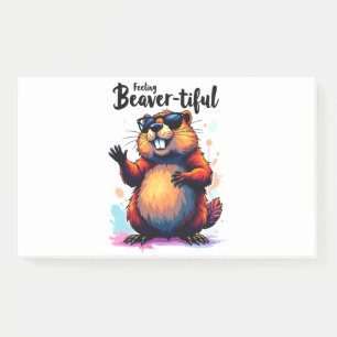 Notas Post-it® Sensación de belleza - Gráfica divertida de castor