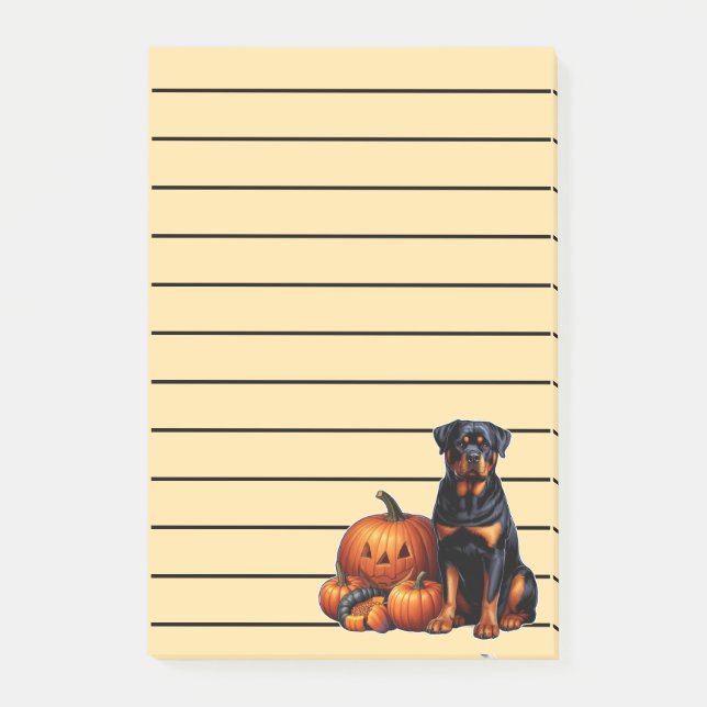 Notas Post-it® Sentado de perros Rottweiler por calabazas de Hall (Anverso)