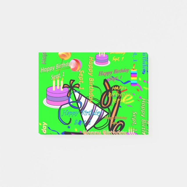 Notas Post-it® sep. 1 cumpleaños de niños (Anverso)