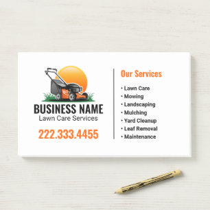 Notas Post-it® Servicio de cuidado de césped Orange Sun Mowing