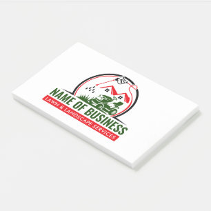 Notas Post-it® Servicios de Paisajismo Lawn Mower Rojo Verde