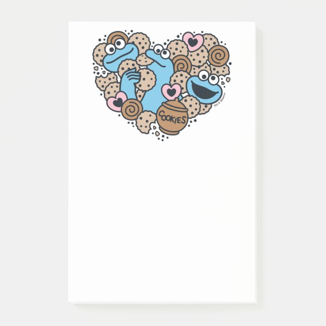 Notas Post-it® Sésamo | Cookie Monster Doodle Heart (Anverso)