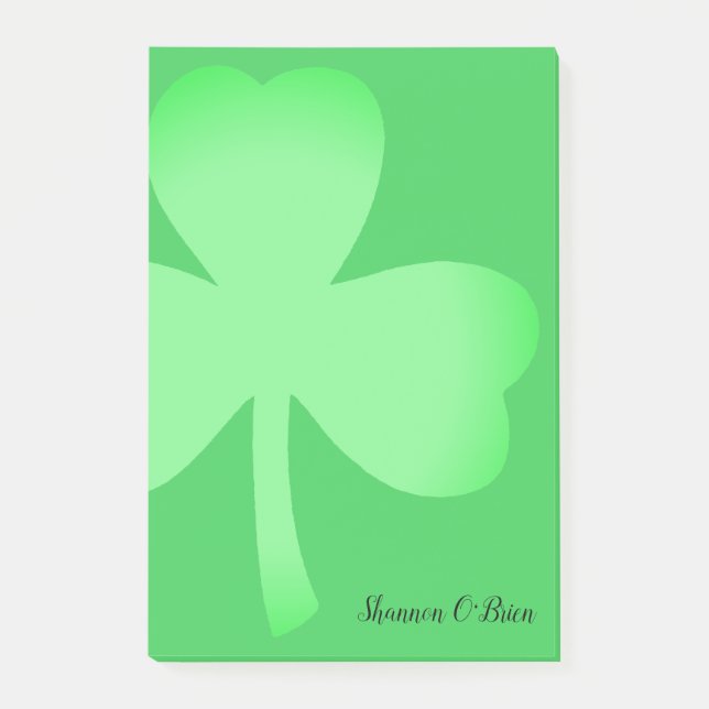 Notas Post-it® Shamrock Green Moderno Script Monogramado Nombre 4 (Anverso)