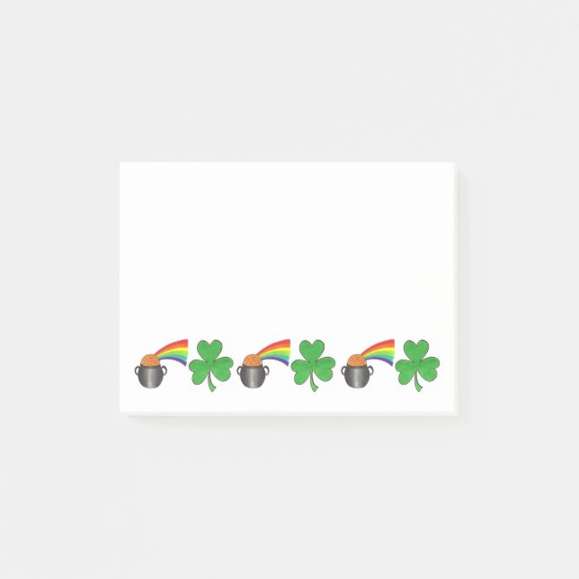 Notas Post-it® Shamrock Rainbow Pot of Gold St. Patrick's Day (Anverso)