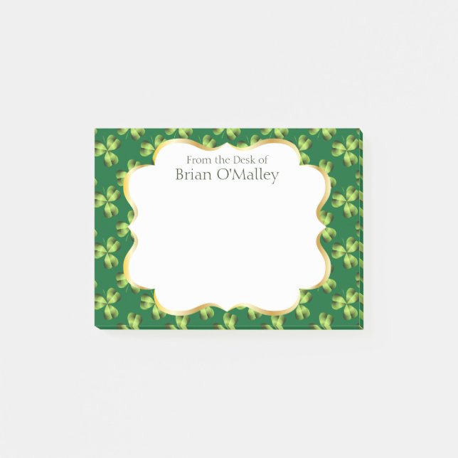 Notas Post-it® Shamrock Three Leaf Clover Graphic (Anverso)