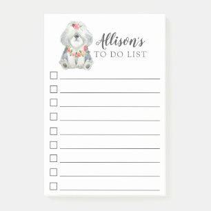 Notas Post-it® Sheepdog Puppy Personalizado Para Hacer Lista