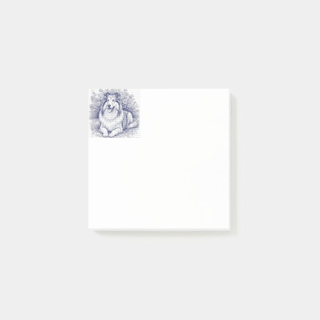 Notas Post-it® Sheltie de estilo dibujado (Anverso)