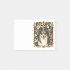 Notas Post-it® Shetland Sheepdog Tricolor Sheltie Vintage Floral