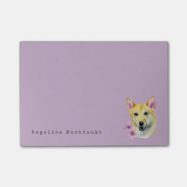 Notas Post-it® Shiba Inu con la pintura de la acuarela de Sakura