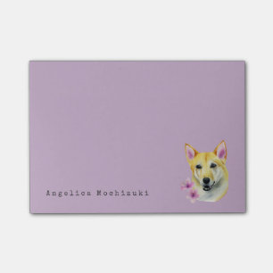 Notas Post-it® Shiba Inu con la pintura de la acuarela de Sakura