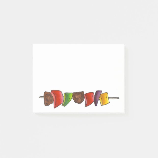 Notas Post-it® Shish Kebab Veggie Meat Skewer Grilling Cooking (Anverso)