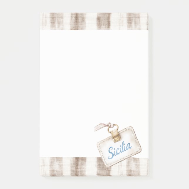 Notas Post-it® Sicilia Crema Marrón Rayas Rústicas (Anverso)